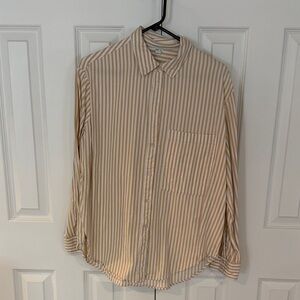 Aerie Beige Striped Women's Button Down Shirt